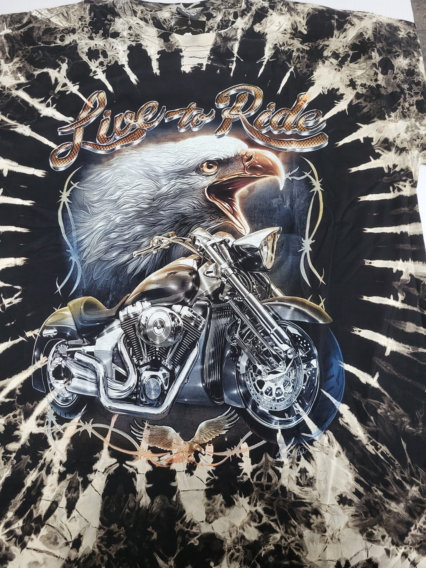Short Sleeved Live to Ride Eagle Motorcycle T-Shirt
