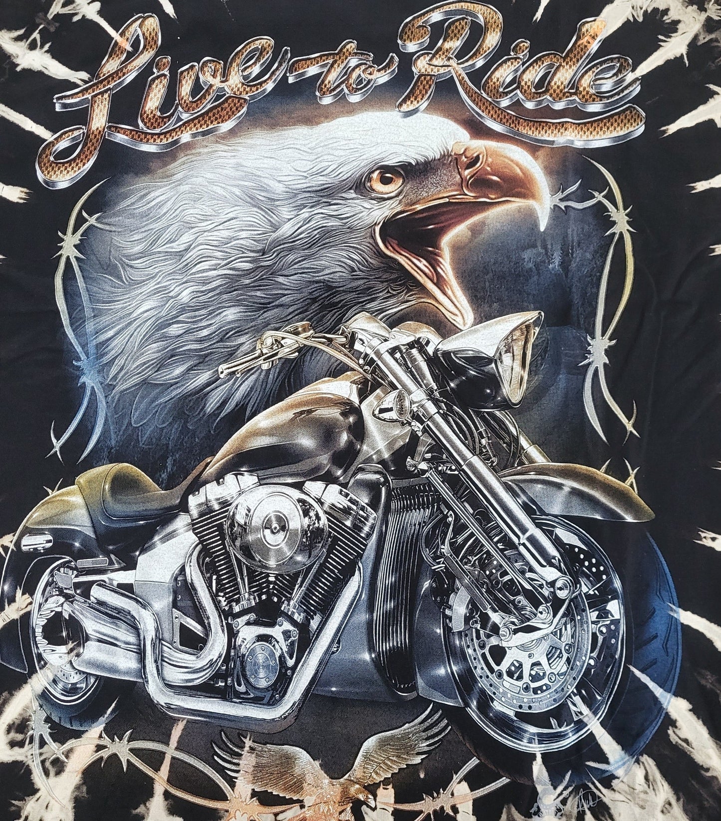Short Sleeved Live to Ride Eagle Motorcycle T-Shirt