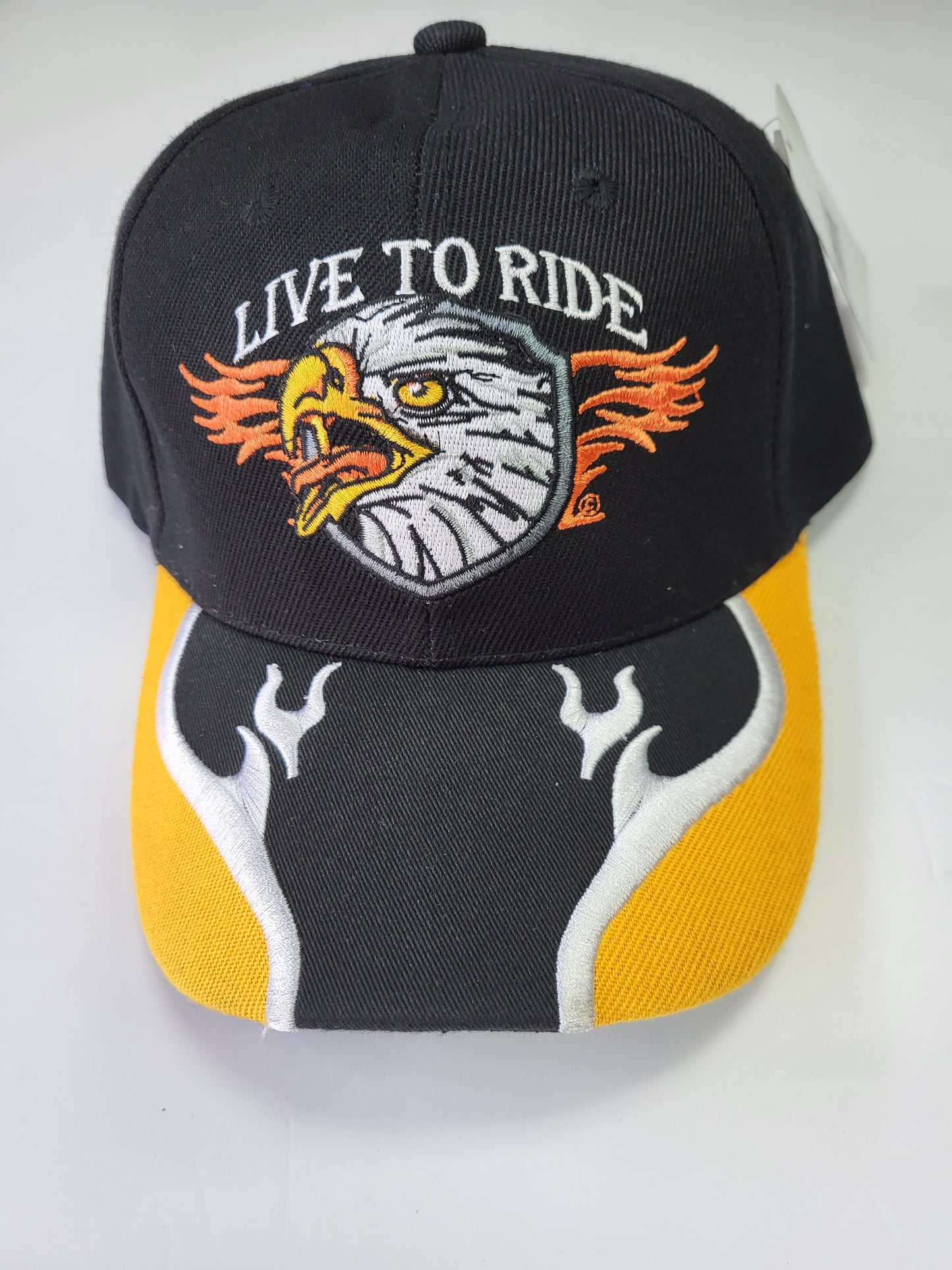 Live To Ride-Eagle Flames Ball Cap