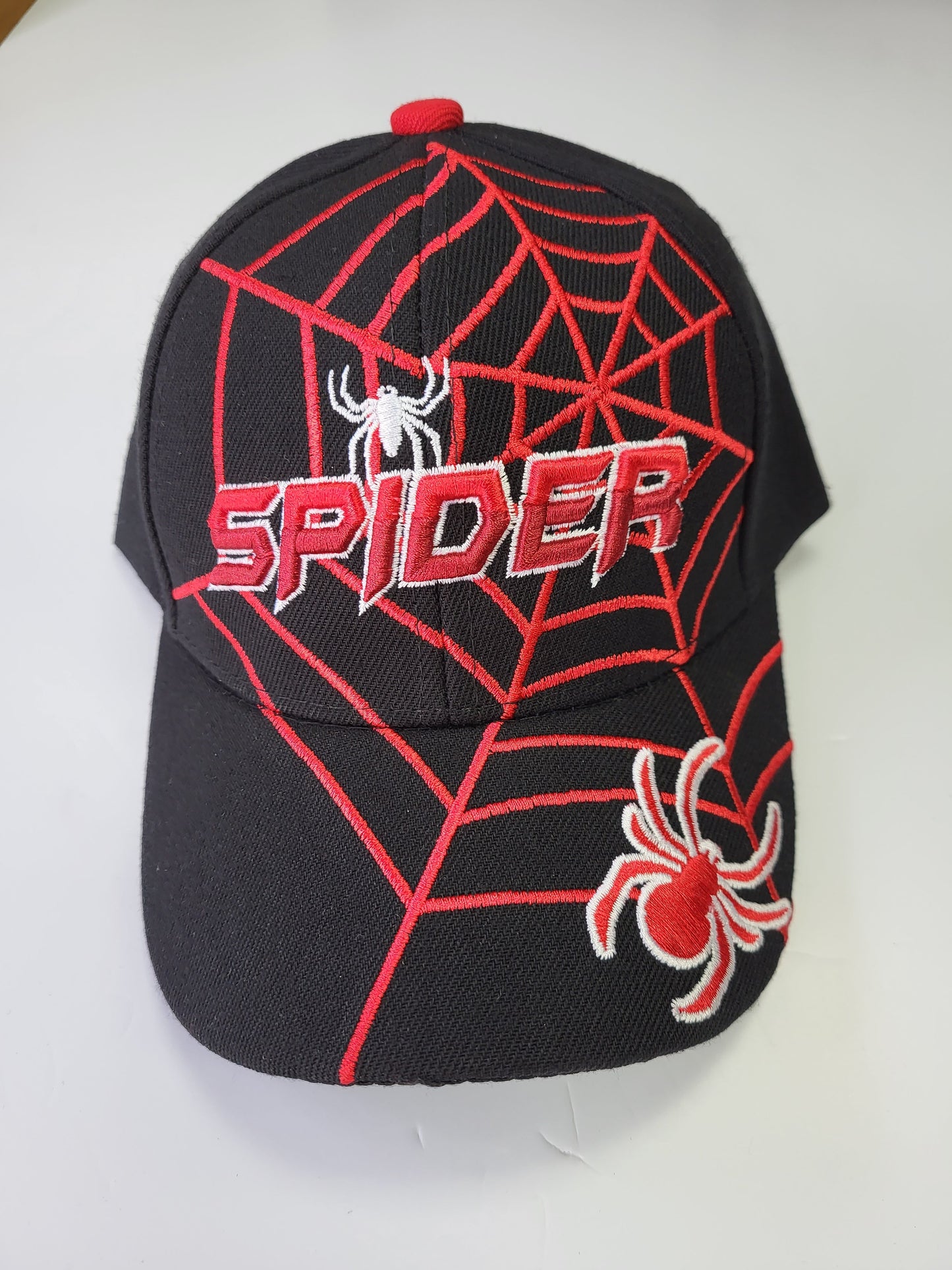 Red Spider Web Black Ball Cap