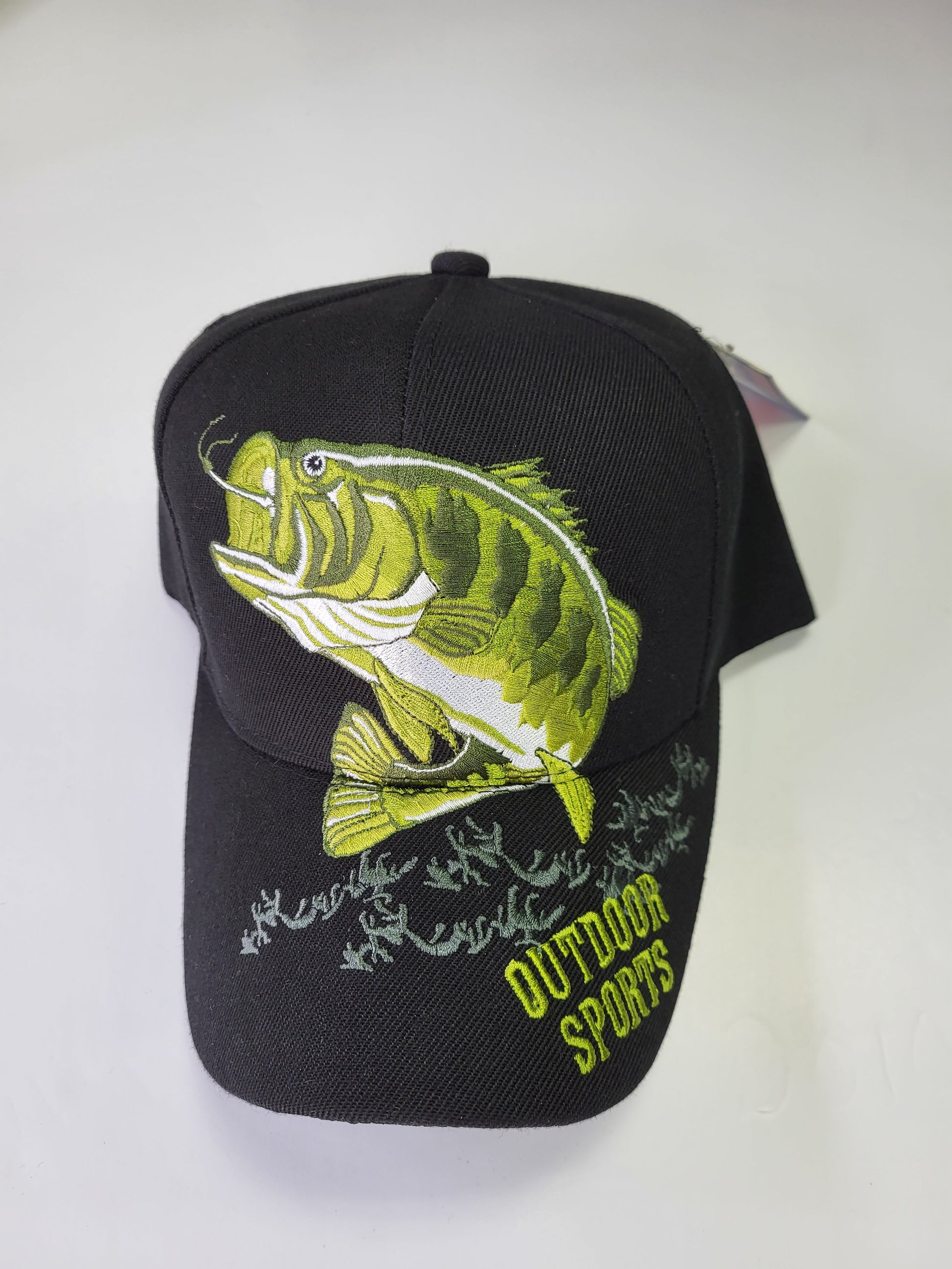 Shut Up and Fish Camo Fishing Hat Cap with Bass Embroidery