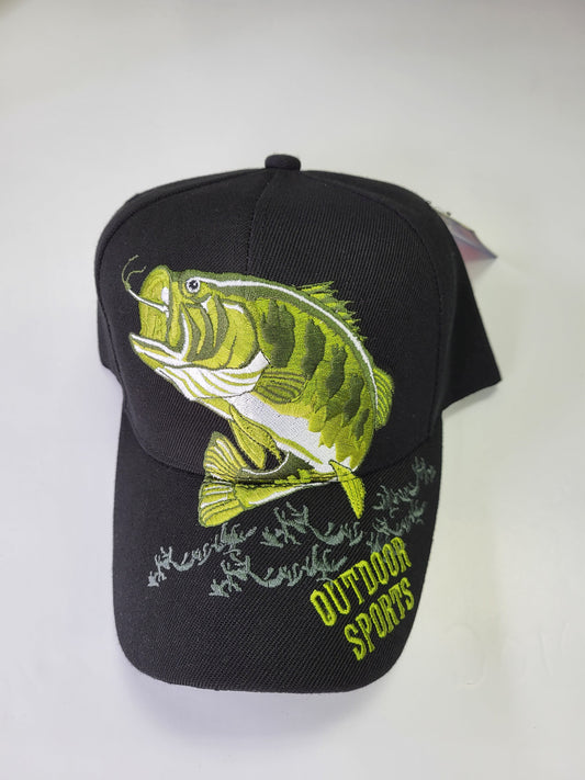 Fish Outdoor Sports Black Ball Cap