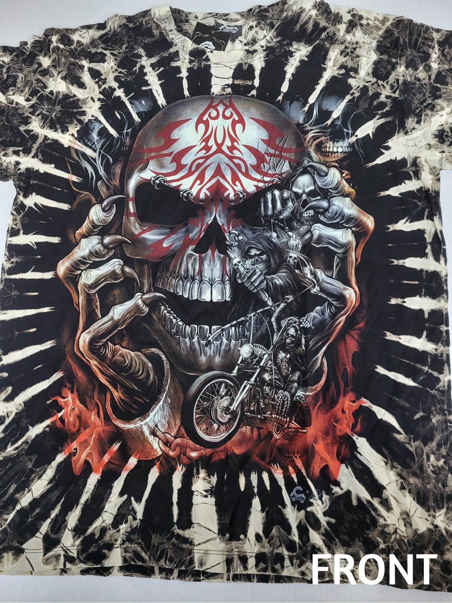 Short Sleeved Skull Motorcycle T-Shirt